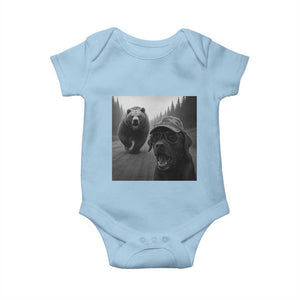 Funny Labrador Selfie With Bear Baby Onesie Dog Lover Gift TS12 Light Blue Print Your Wear