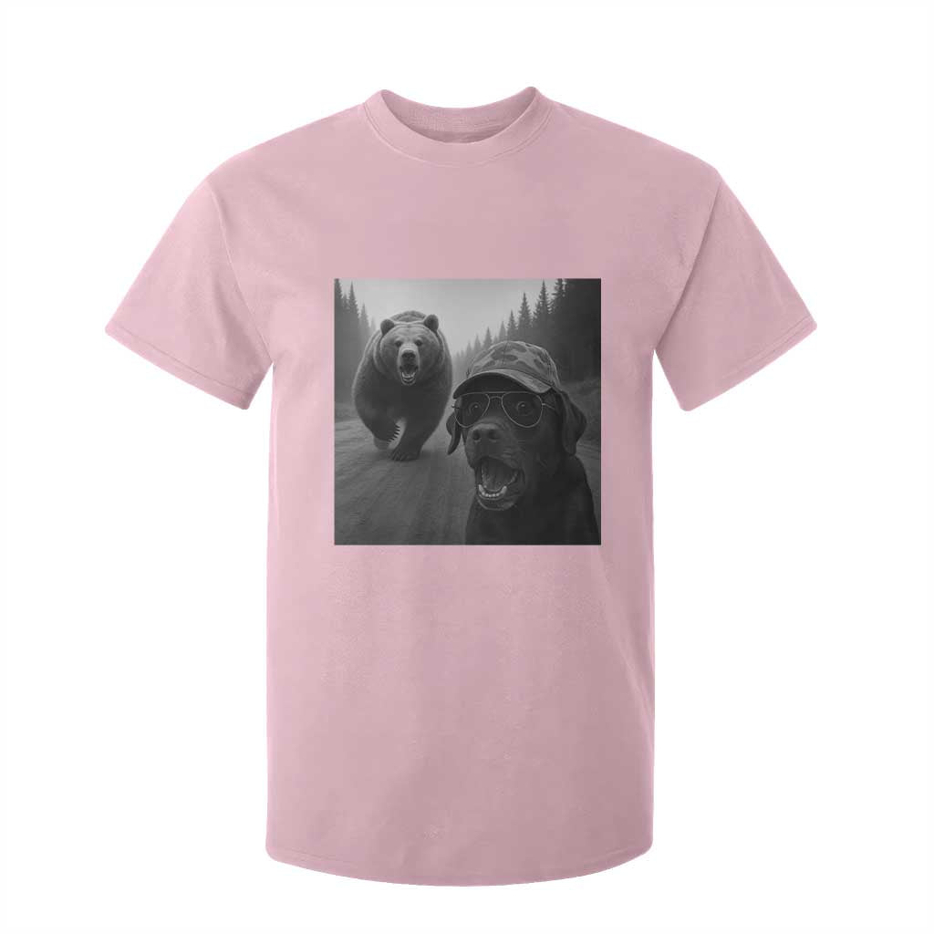 Funny Labrador Selfie With Bear T Shirt For Kid Dog Lover Gift TS12 Light Pink Print Your Wear