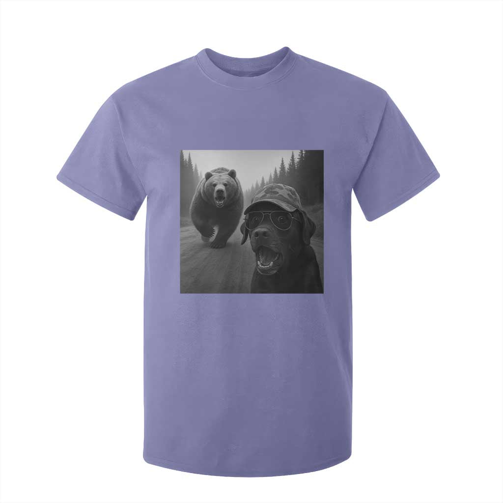Funny Labrador Selfie With Bear T Shirt For Kid Dog Lover Gift TS12 Violet Print Your Wear