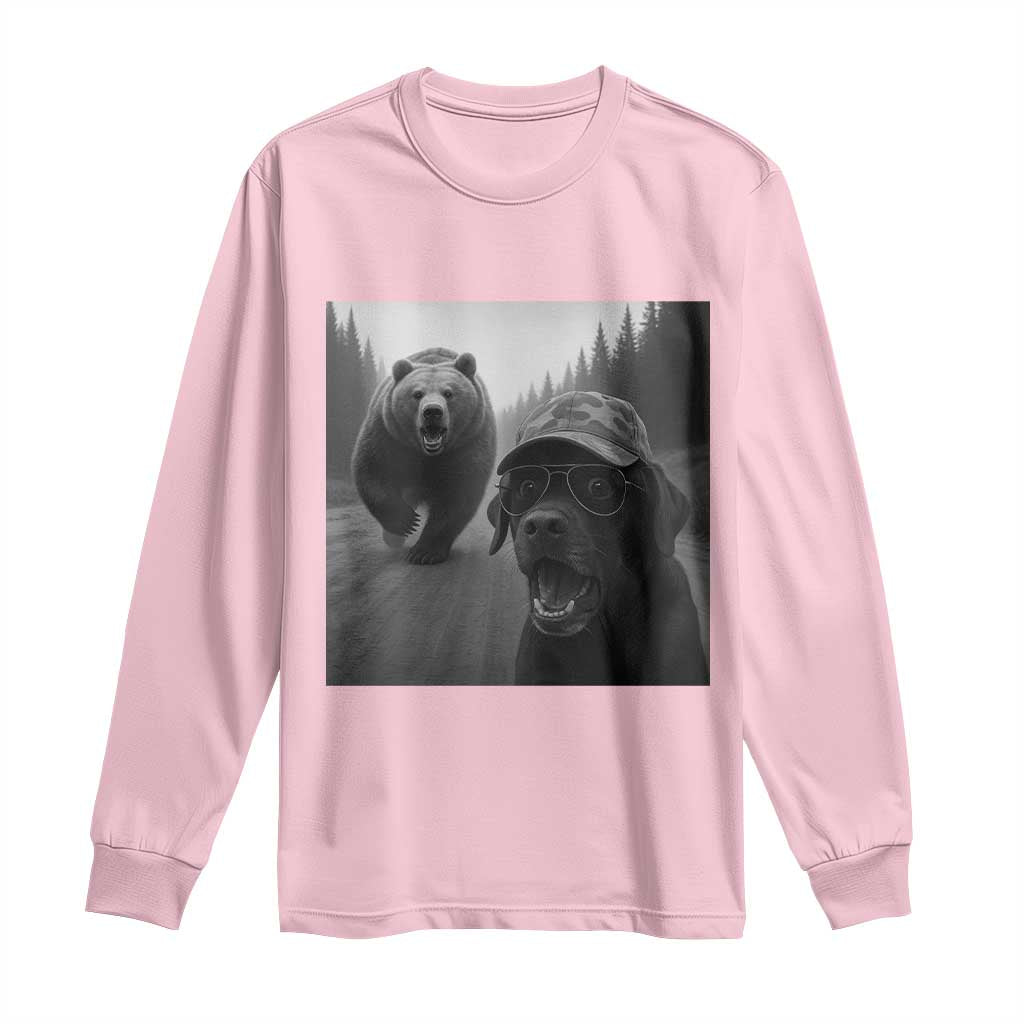 Funny Labrador Selfie With Bear Long Sleeve Shirt Dog Lover Gift TS12 Light Pink Print Your Wear