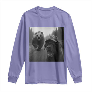 Funny Labrador Selfie With Bear Long Sleeve Shirt Dog Lover Gift TS12 Violet Print Your Wear