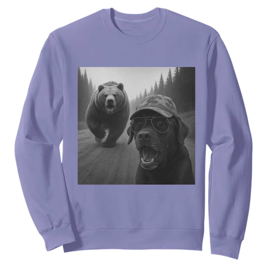 Funny Labrador Selfie With Bear Sweatshirt Dog Lover Gift TS12 Violet Print Your Wear