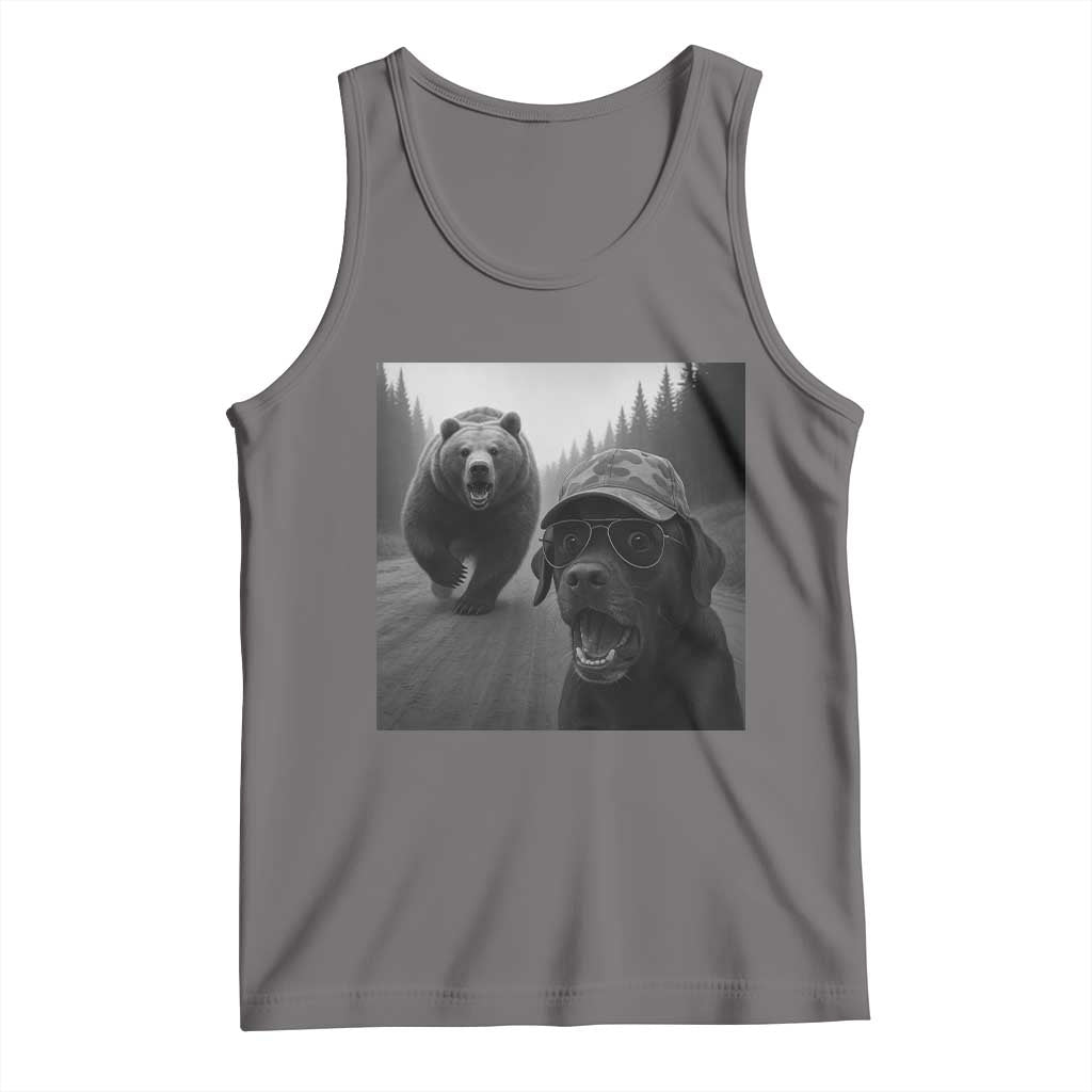 Funny Labrador Selfie With Bear Tank Top Dog Lover Gift TS12 Deep Heather Print Your Wear