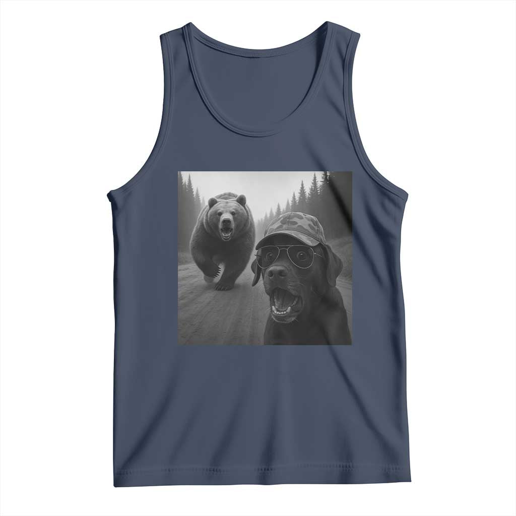 Funny Labrador Selfie With Bear Tank Top Dog Lover Gift TS12 Navy Print Your Wear