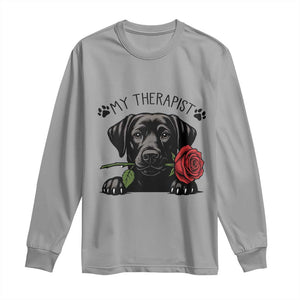 Black Labrador Retriever Is My Therapist Long Sleeve Shirt Dog Lover Gift TS12 Sport Gray Print Your Wear