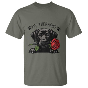 Black Labrador Retriever Is My Therapist T Shirt Dog Lover Gift TS12 Military Green Print Your Wear