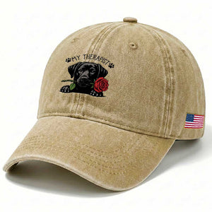 Black Labrador Retriever Is My Therapist Washed Cotton Baseball Cap Dog Lover Gift TS12 Print Your Wear