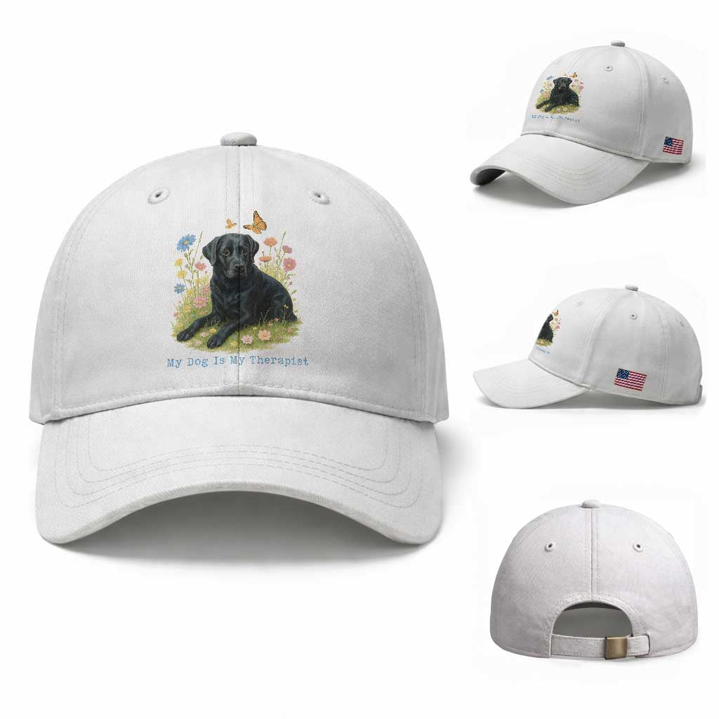My Dog Is My Therapist Baseball Cap Labrador Retriever Lover Gift TS12 Baseball Cap Universal Fit White Print Your Wear