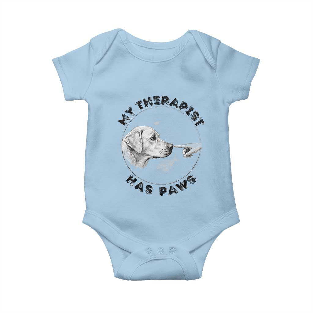 Funny Labrador Retriever Gift Baby Onesie My Therapist Has Paws TS12 Light Blue Print Your Wear