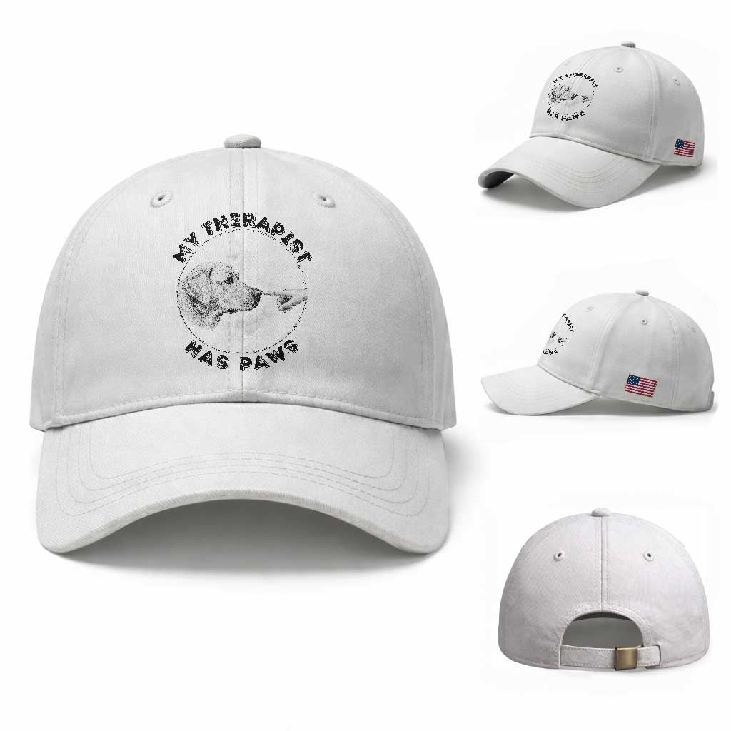 Funny Labrador Retriever Gift Baseball Cap My Therapist Has Paws TS12 Baseball Cap Universal Fit White Print Your Wear