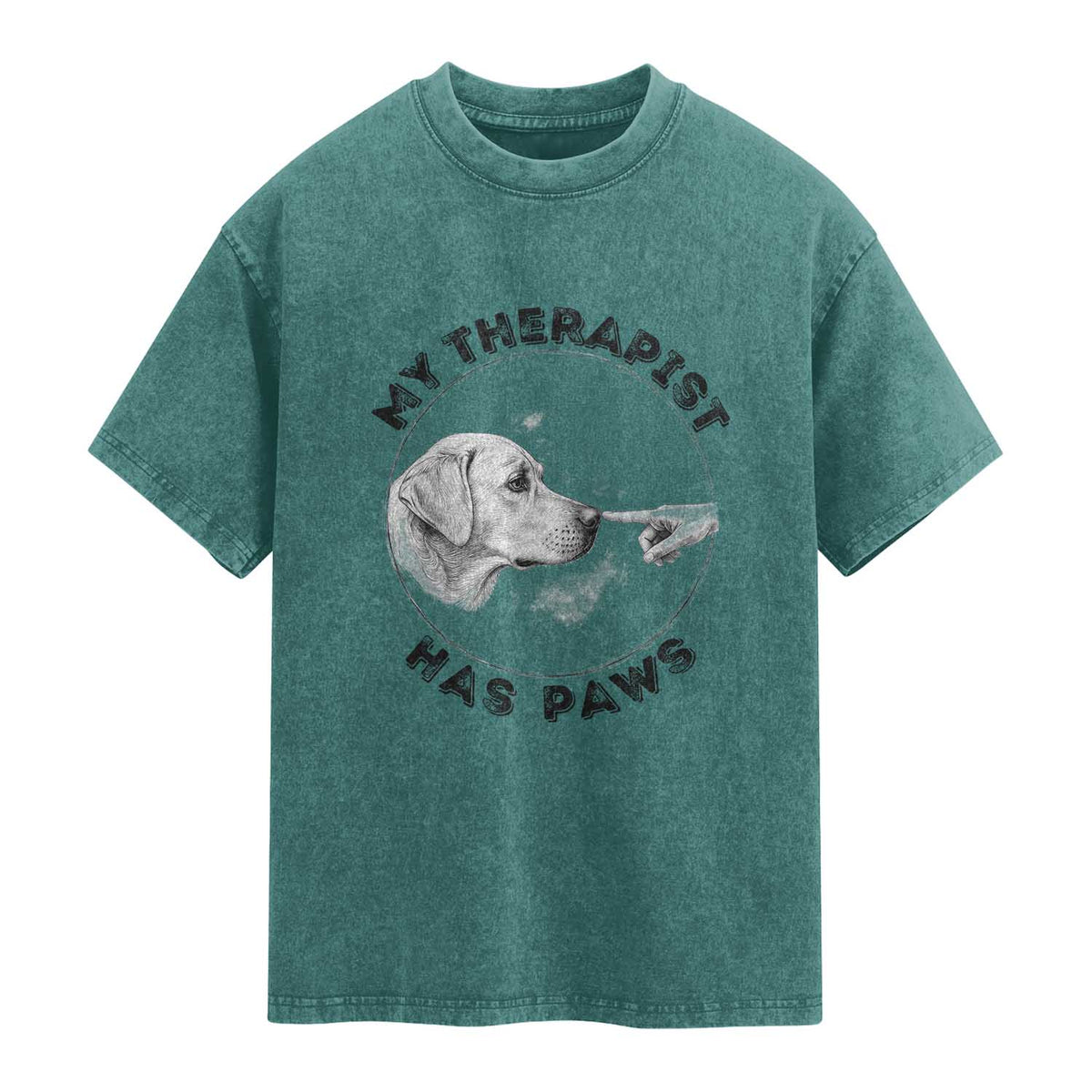 Funny Labrador Retriever Gift Washed Cotton T-Shirt My Therapist Has Paws