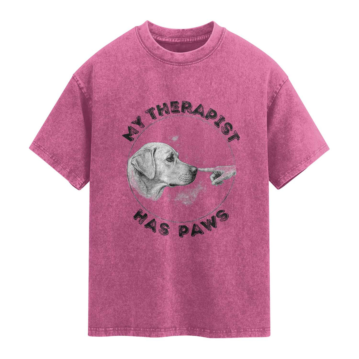 Funny Labrador Retriever Gift Washed Cotton T-Shirt My Therapist Has Paws