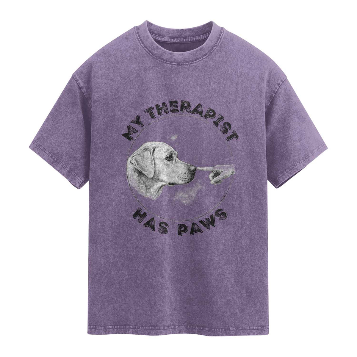 Funny Labrador Retriever Gift Washed Cotton T-Shirt My Therapist Has Paws