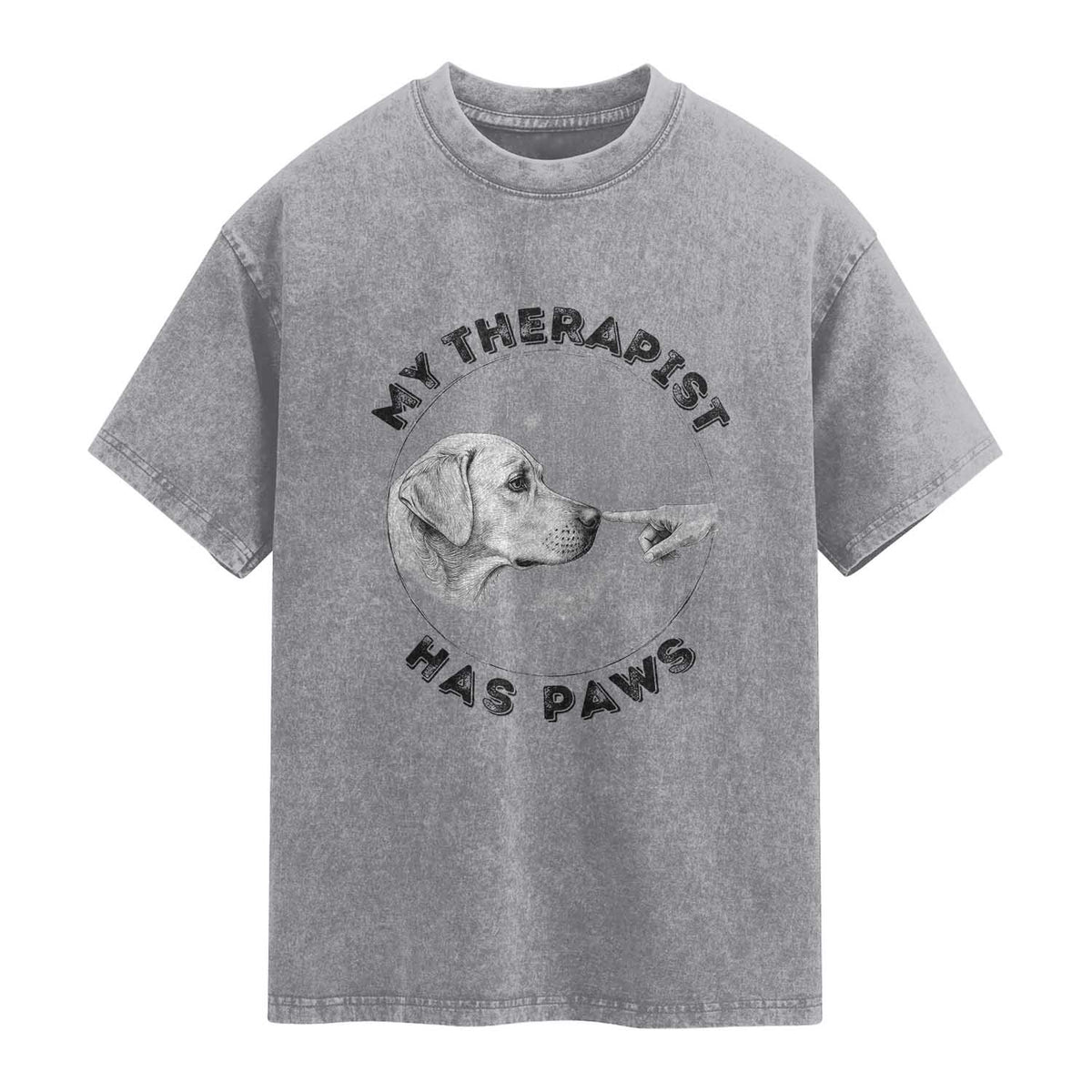 Funny Labrador Retriever Gift Washed Cotton T-Shirt My Therapist Has Paws