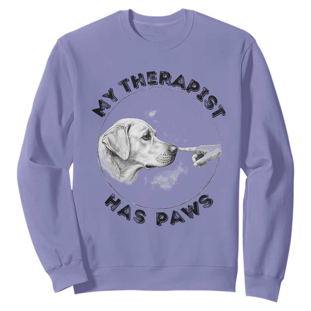 Funny Labrador Retriever Gift Sweatshirt My Therapist Has Paws TS12 Violet Print Your Wear