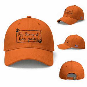 Funny Dog Lover Baseball Cap My Therapist Has Paws TS12 Baseball Cap Universal Fit Orange Print Your Wear
