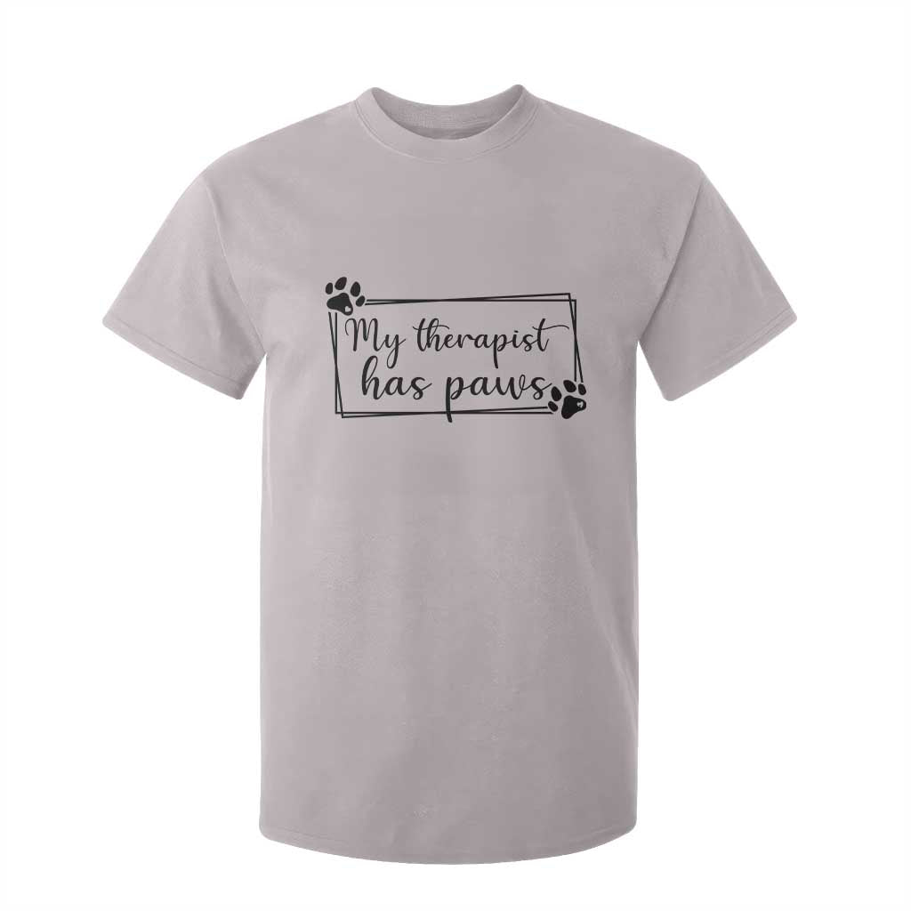 Funny Dog Lover T Shirt For Kid My Therapist Has Paws TS12 Ice Gray Print Your Wear
