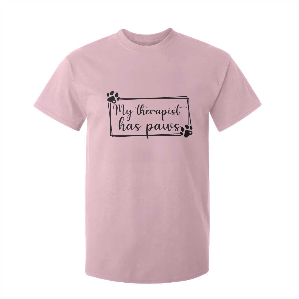 Funny Dog Lover T Shirt For Kid My Therapist Has Paws TS12 Light Pink Print Your Wear