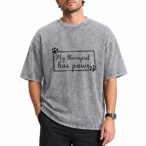 Funny Dog Lover Washed Cotton T-Shirt My Therapist Has Paws