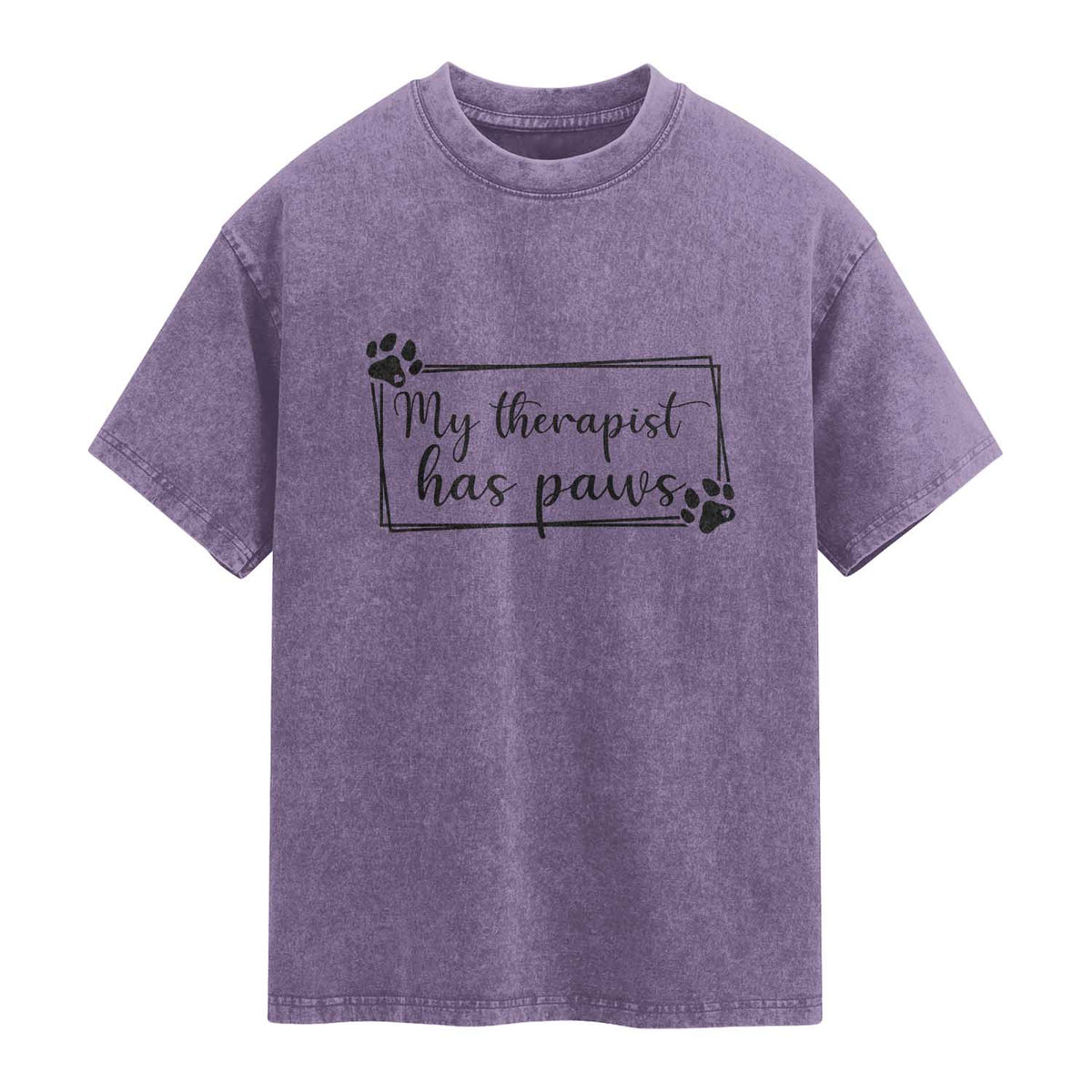 Funny Dog Lover Washed Cotton T-Shirt My Therapist Has Paws