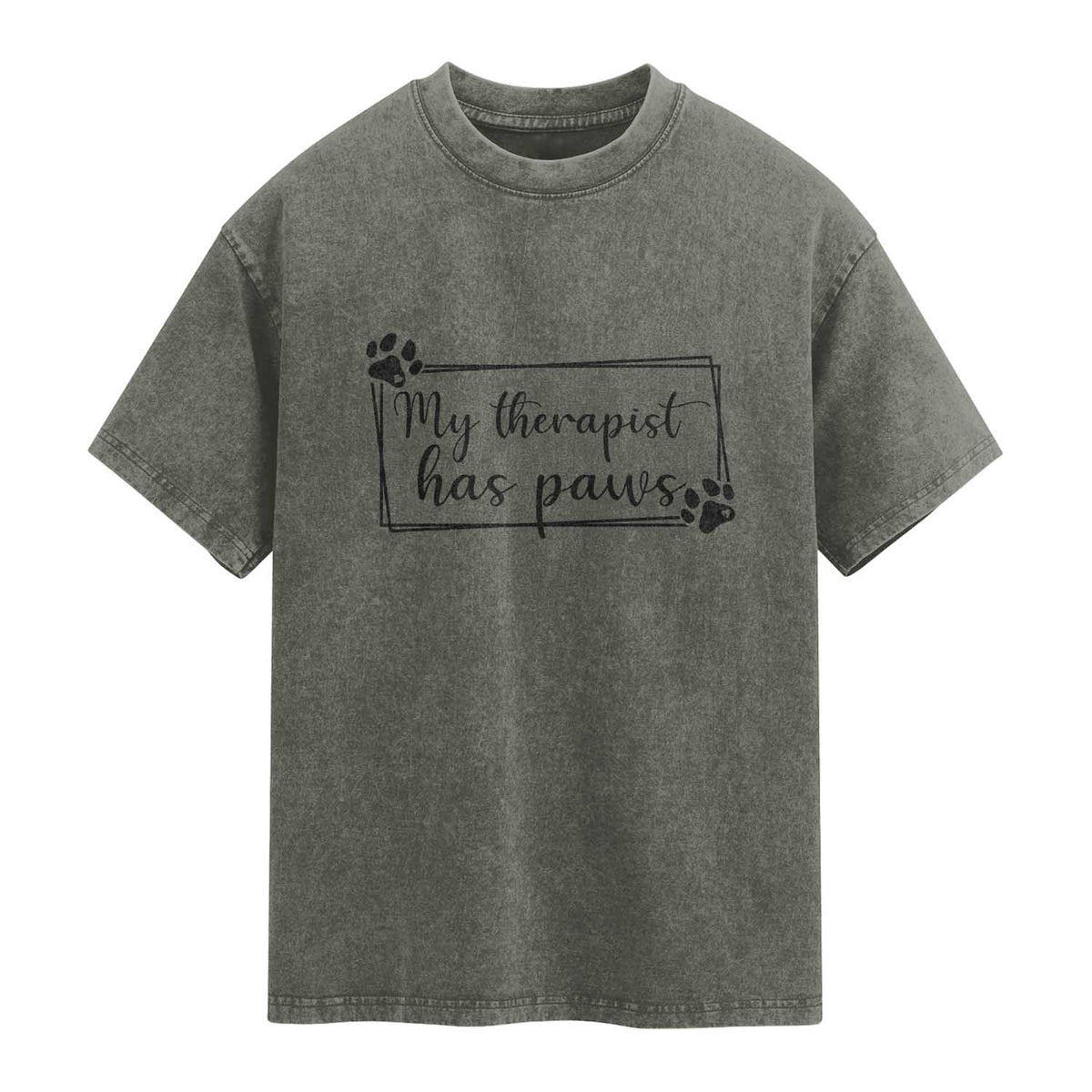 Funny Dog Lover Washed Cotton T-Shirt My Therapist Has Paws
