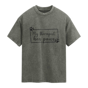 Funny Dog Lover Washed Cotton T-Shirt My Therapist Has Paws