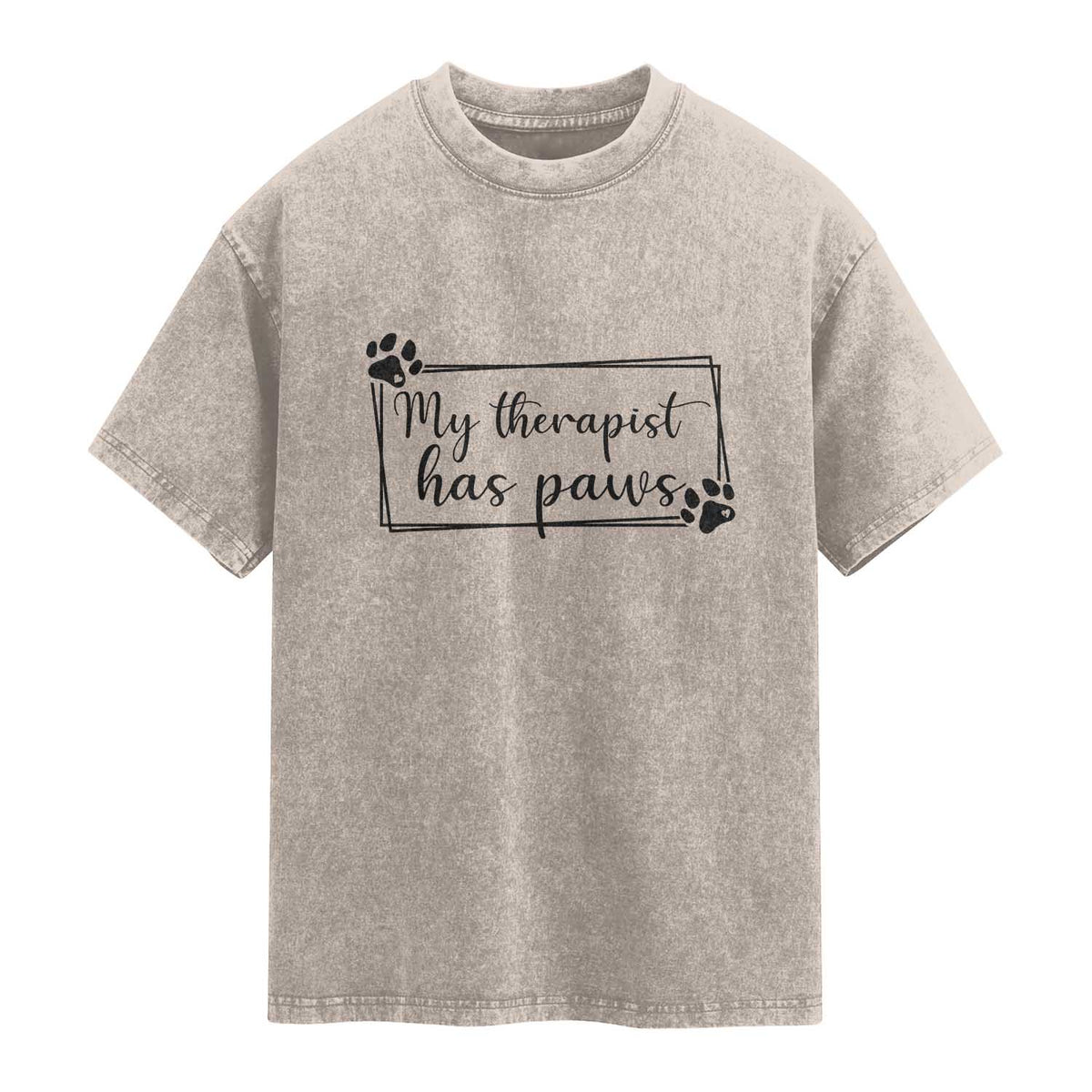 Funny Dog Lover Washed Cotton T-Shirt My Therapist Has Paws