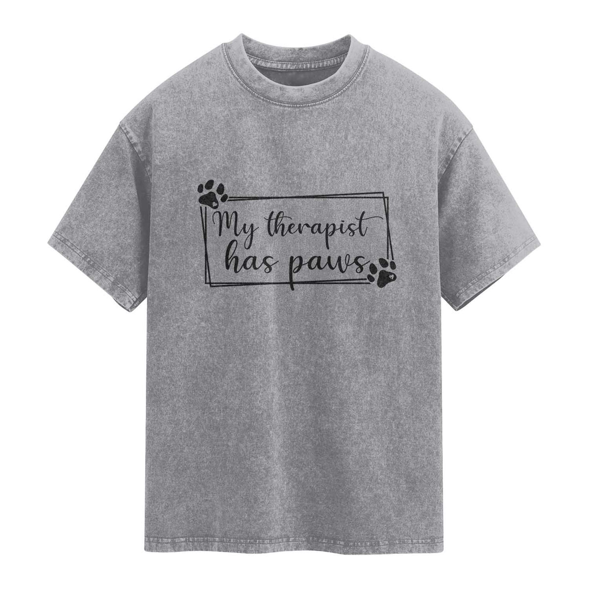 Funny Dog Lover Washed Cotton T-Shirt My Therapist Has Paws