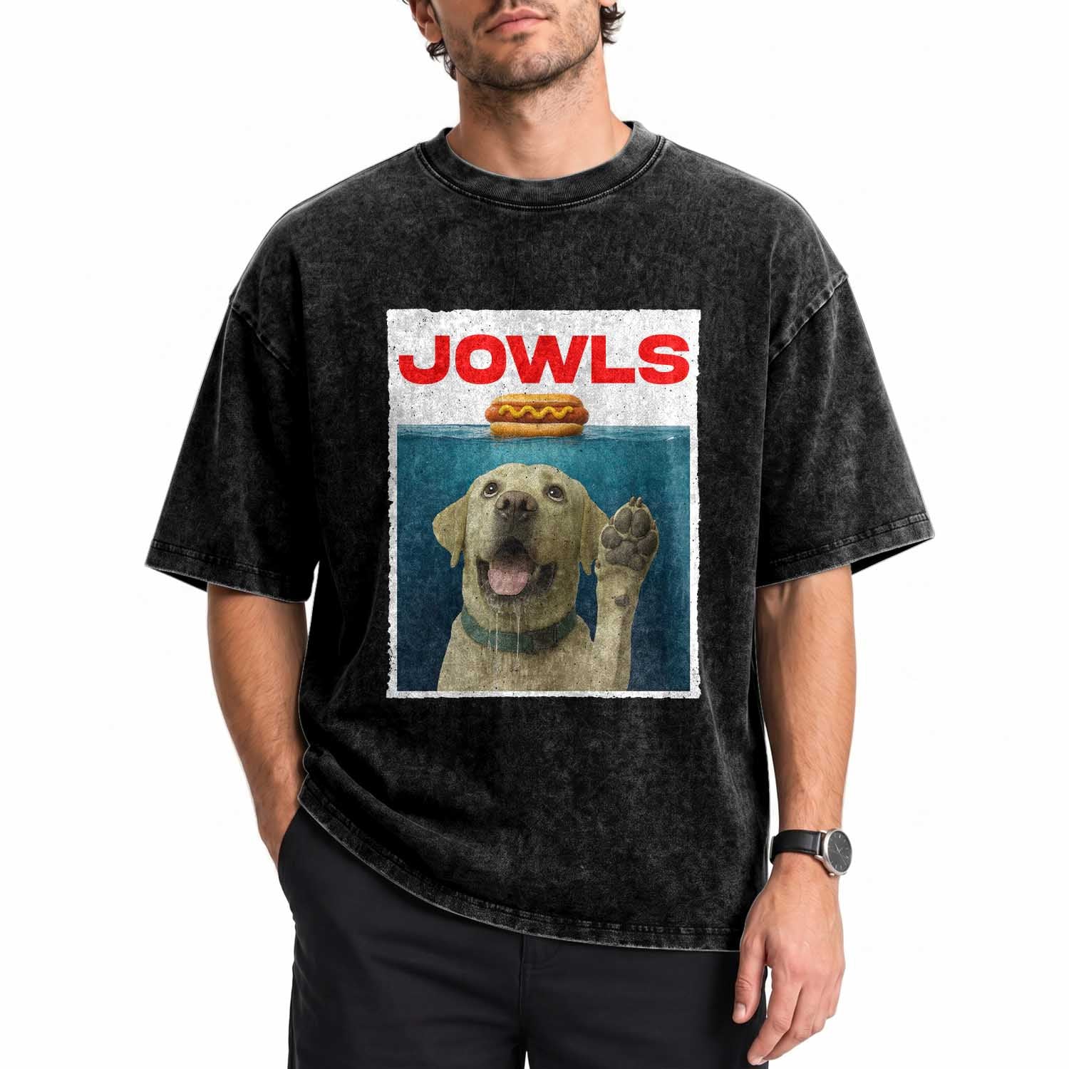 Funny Yellow Lab Jowls Washed Cotton T-Shirt Labrador Retriever Lover Gift