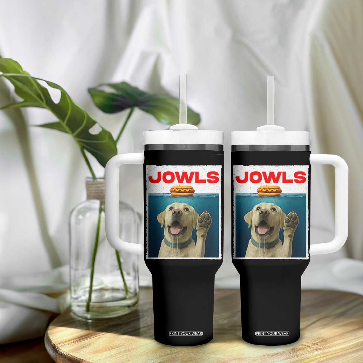 Funny Yellow Lab Jowls Tumbler With Handle Labrador Retriever Lover Gift TS12 Print Your Wear
