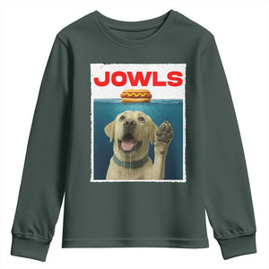 Funny Yellow Lab Jowls Youth Sweatshirt Labrador Retriever Lover Gift TS12 Dark Forest Green Print Your Wear