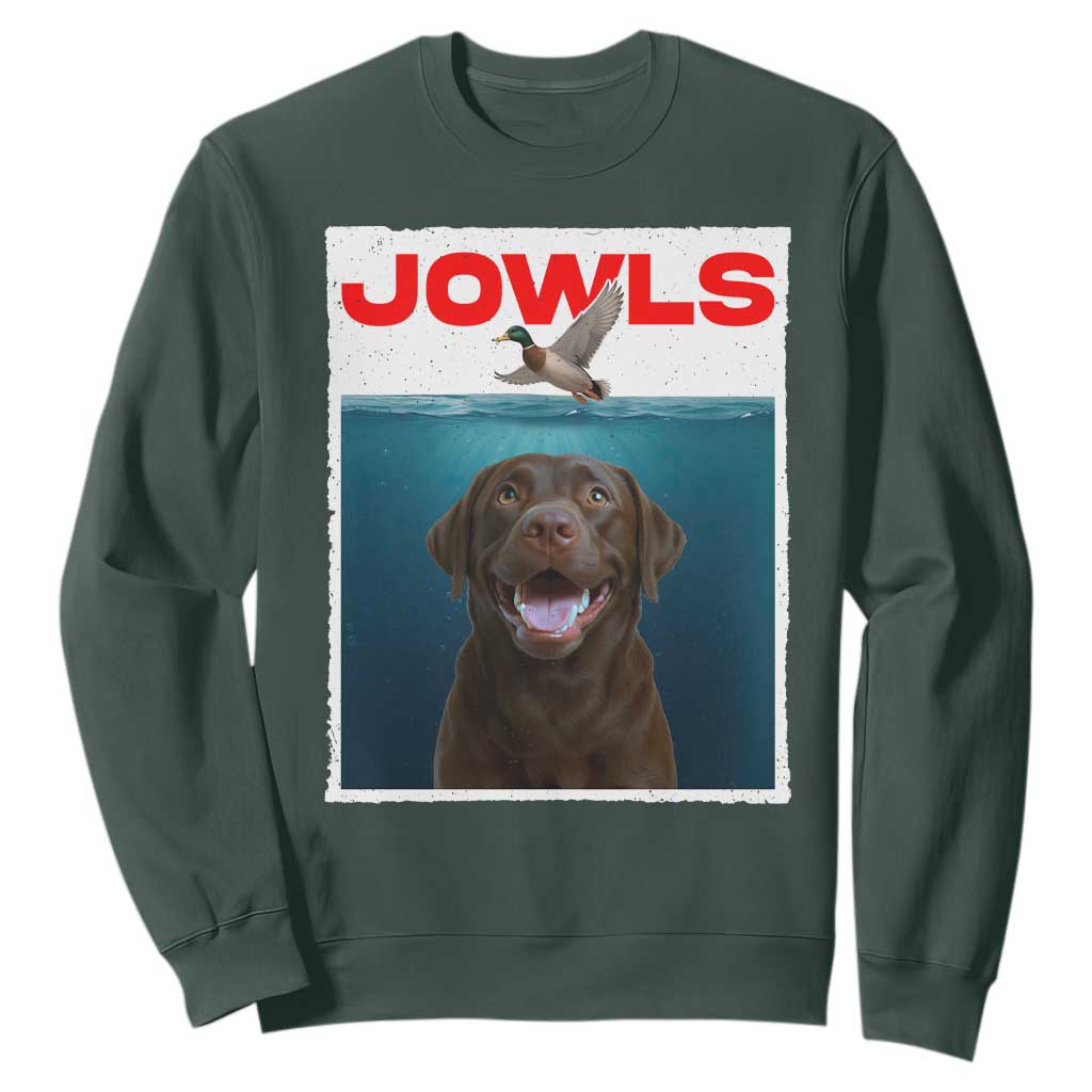 Chocolate Labrador Retriever Sweatshirt Funny Jowls Horror Dog Poster TS12 Dark Forest Green Print Your Wear