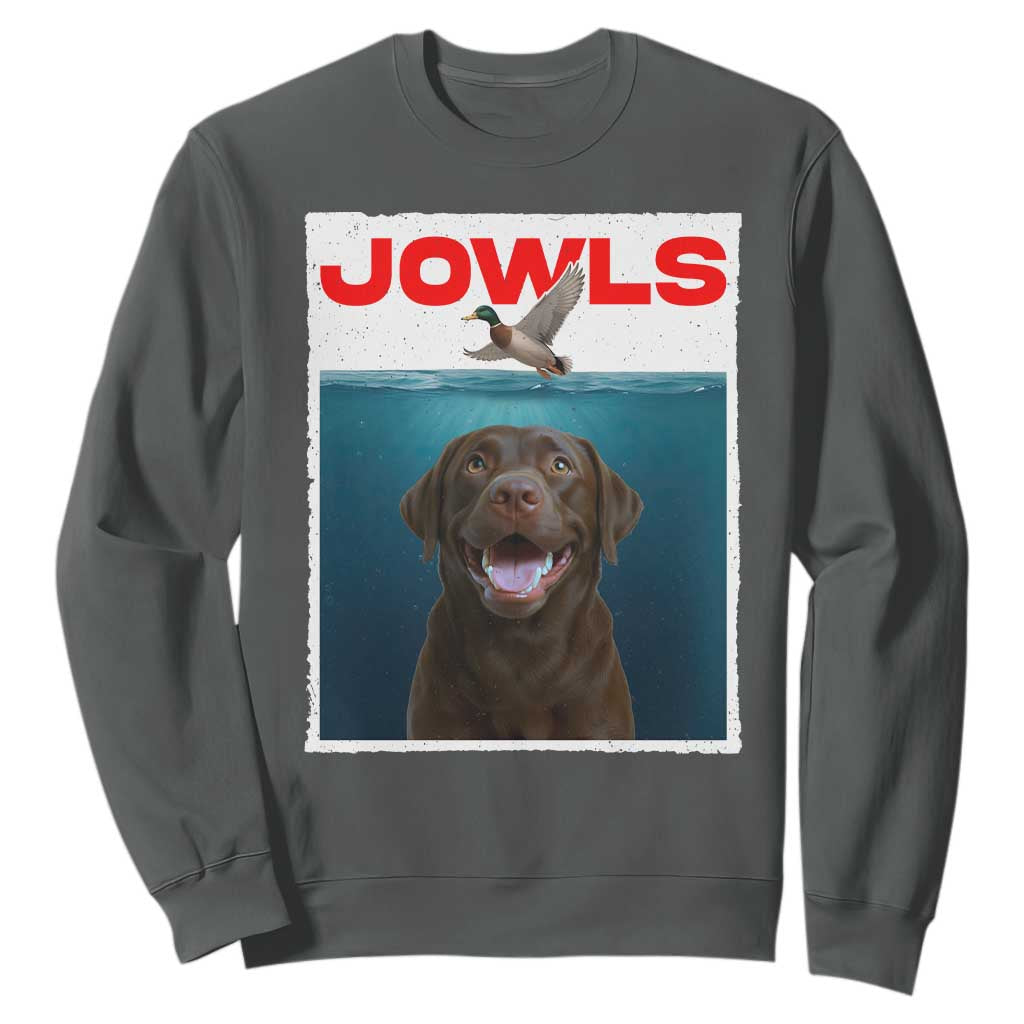 Chocolate Labrador Retriever Sweatshirt Funny Jowls Horror Dog Poster TS12 Dark Heather Print Your Wear