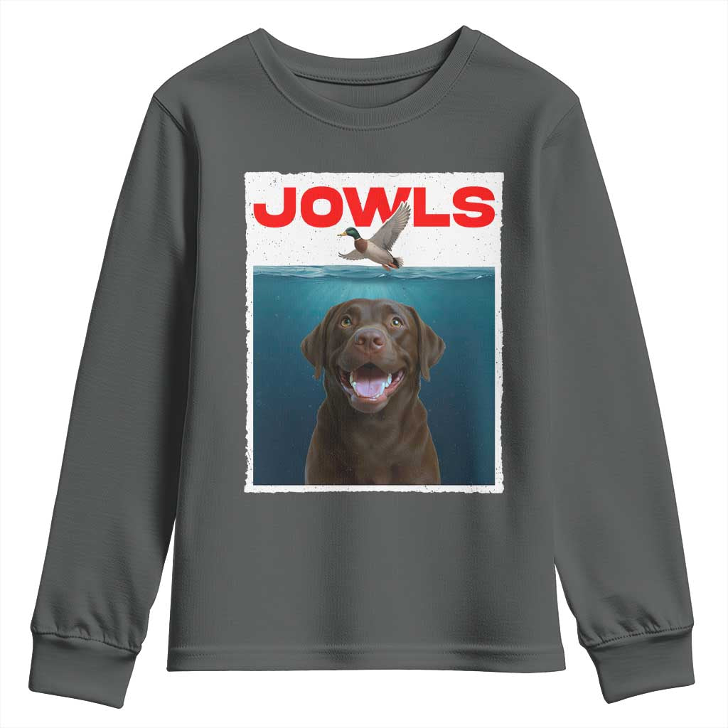 Chocolate Labrador Retriever Youth Sweatshirt Funny Jowls Horror Dog Poster TS12 Dark Heather Print Your Wear