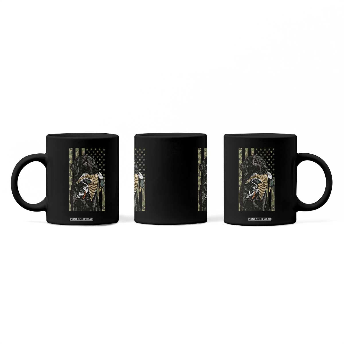 Patriotic Black Lab Coffee Mug Hunting Dog American Flag Camo Gift TS12 Print Your Wear