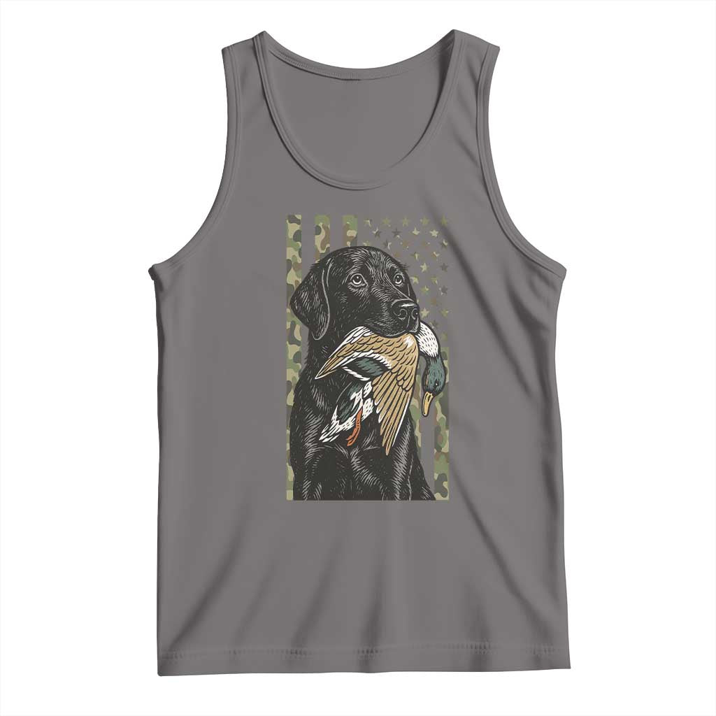 Patriotic Black Lab Tank Top Hunting Dog American Flag Camo Gift TS12 Deep Heather Print Your Wear