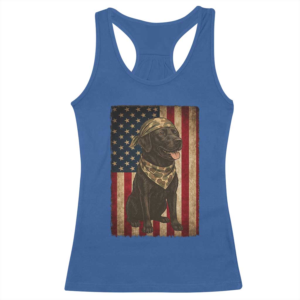Black Labrador Racerback Tank Top Hunting American Flag Dog Lover Gift TS12 Royal Blue Print Your Wear