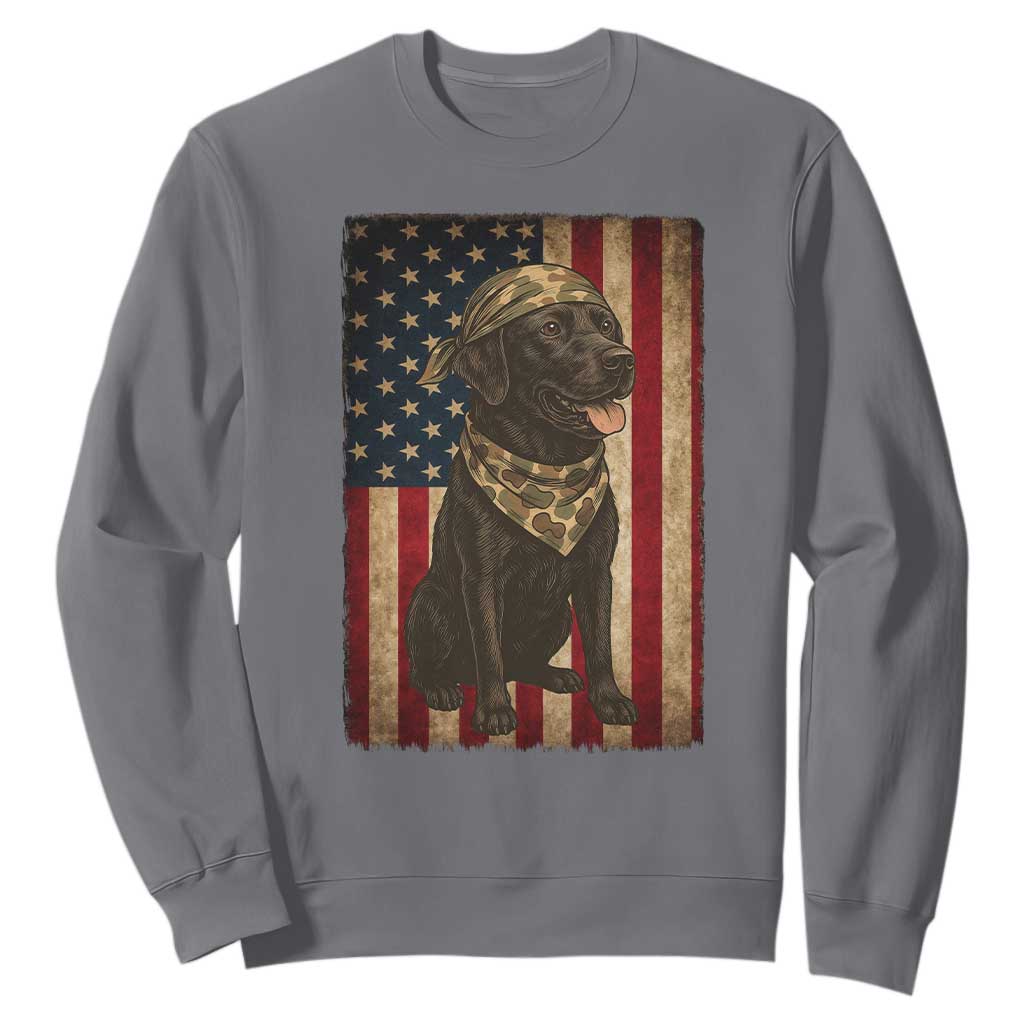Black Labrador Sweatshirt Hunting American Flag Dog Lover Gift TS12 Charcoal Print Your Wear