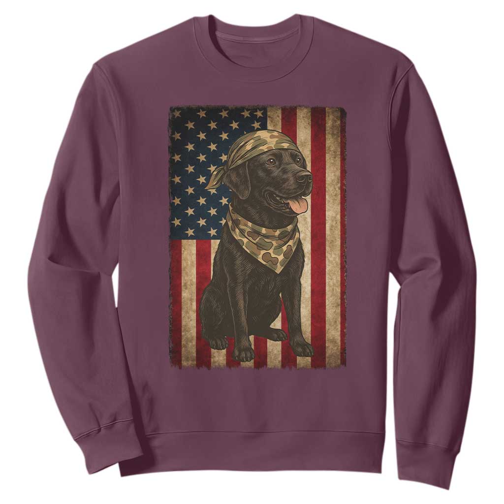Black Labrador Sweatshirt Hunting American Flag Dog Lover Gift TS12 Maroon Print Your Wear