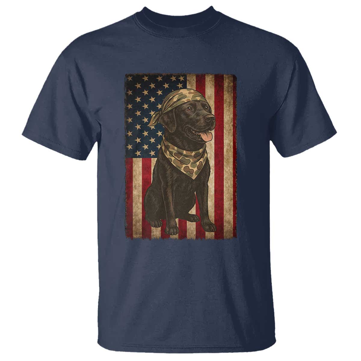Black Labrador T Shirt Hunting American Flag Dog Lover Gift TS12 Navy Print Your Wear