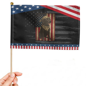 Black Labrador Patriotic Handheld Flag Hunting American Flag Dog Lover Gift TS12 Distressed 8.2" × 5.5" Black Blue Print Your Wear