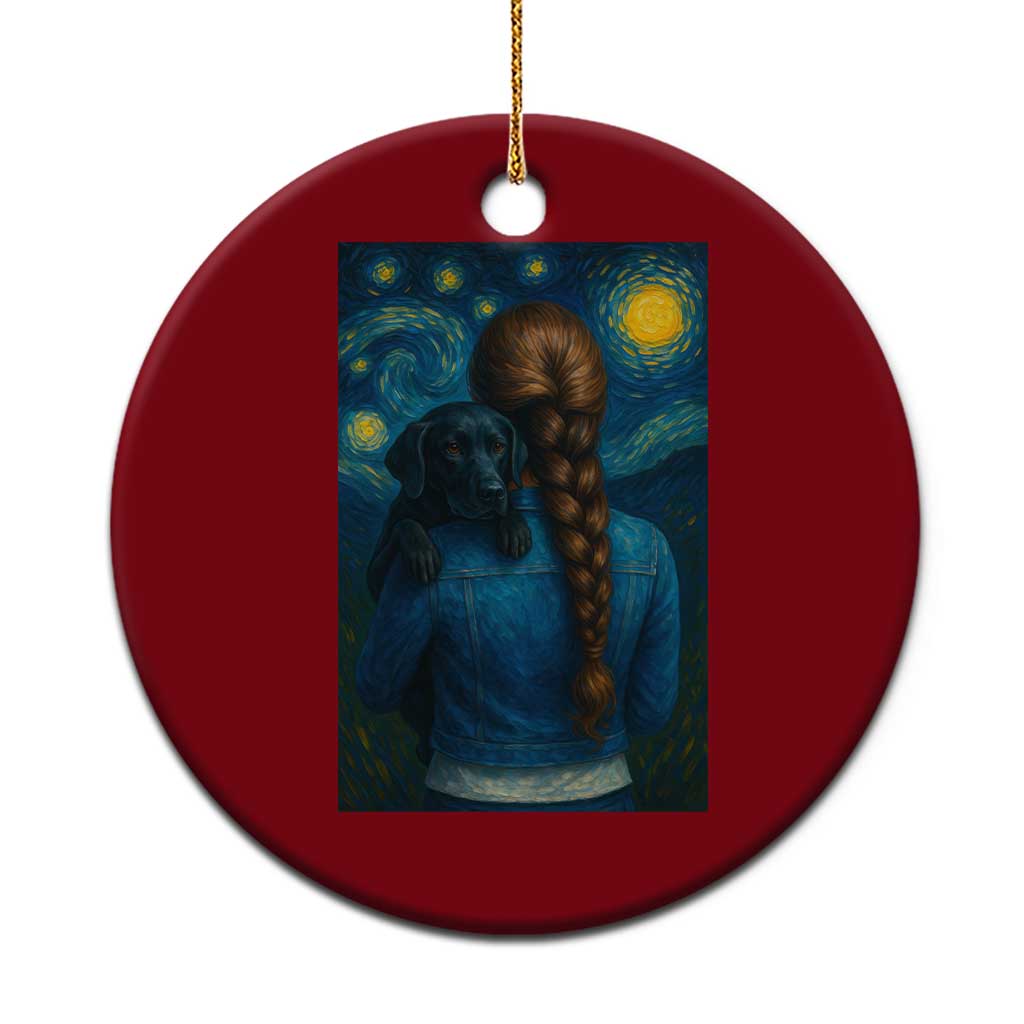 Starry Night Art Parody Ceramic Ornament Girl And Labrador Retriever Dog Mom Gift TS12 1pc Red Print Your Wear