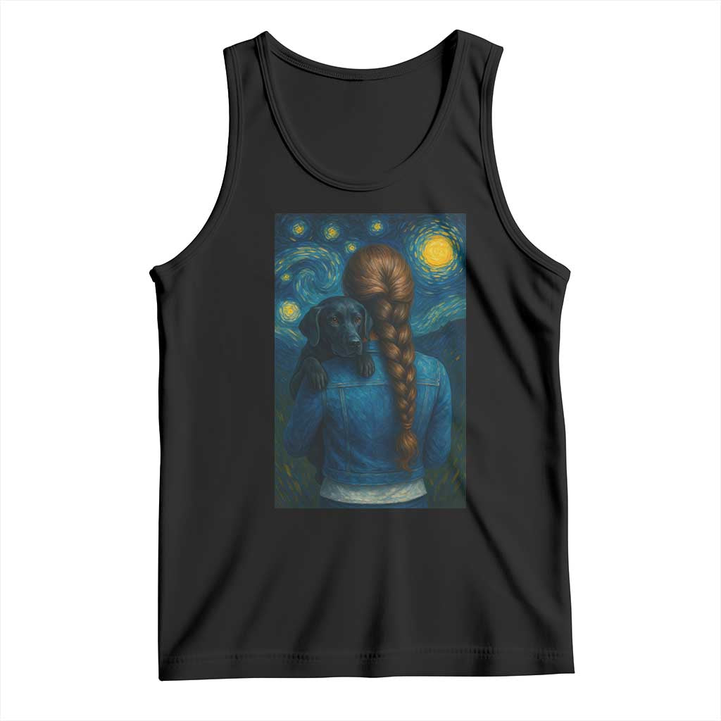 Starry Night Art Parody Tank Top Girl And Labrador Retriever Dog Mom Gift TS12 Black Print Your Wear