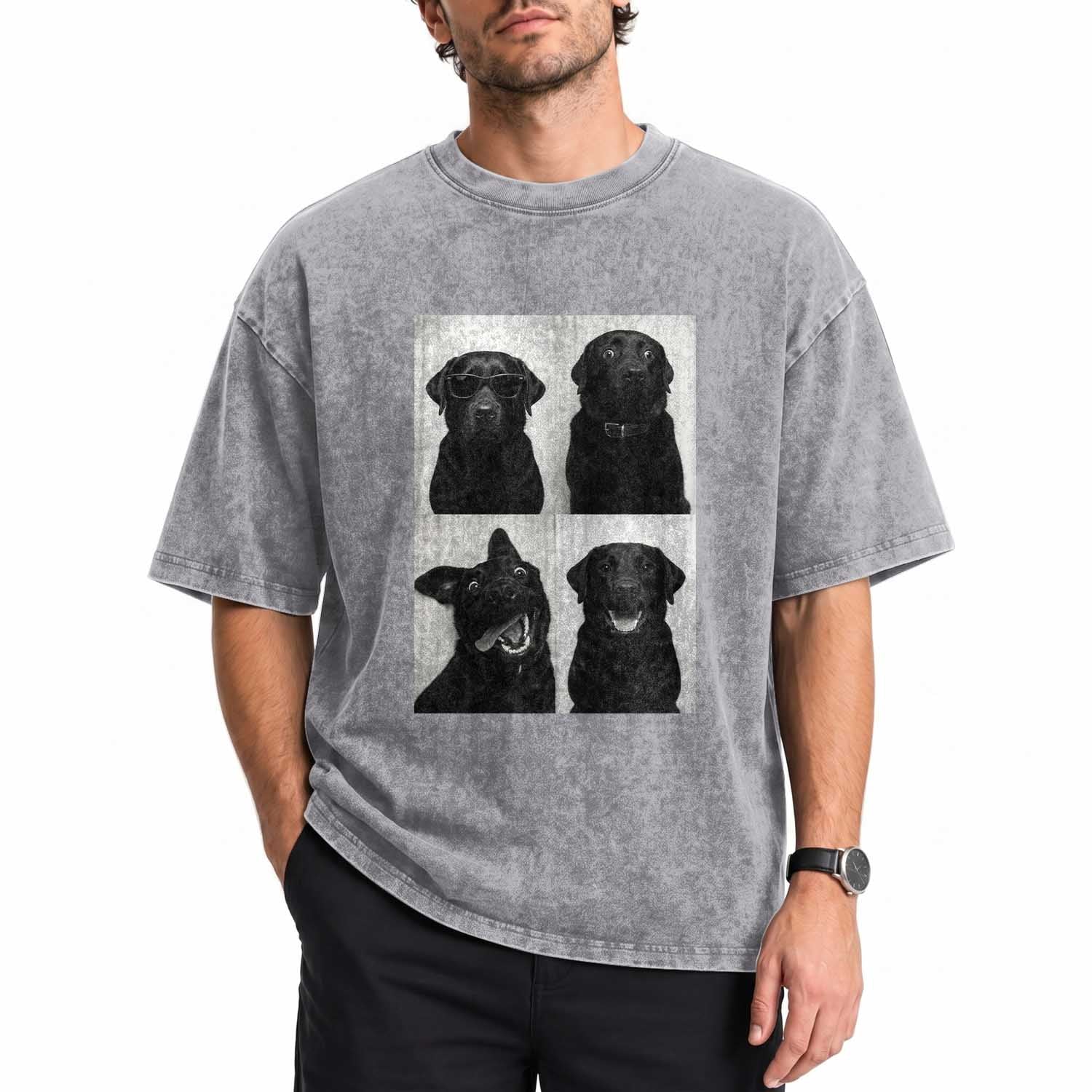 Funny Black Lab Washed Cotton T-Shirt Photobooth Selfie Dog Mom Gift