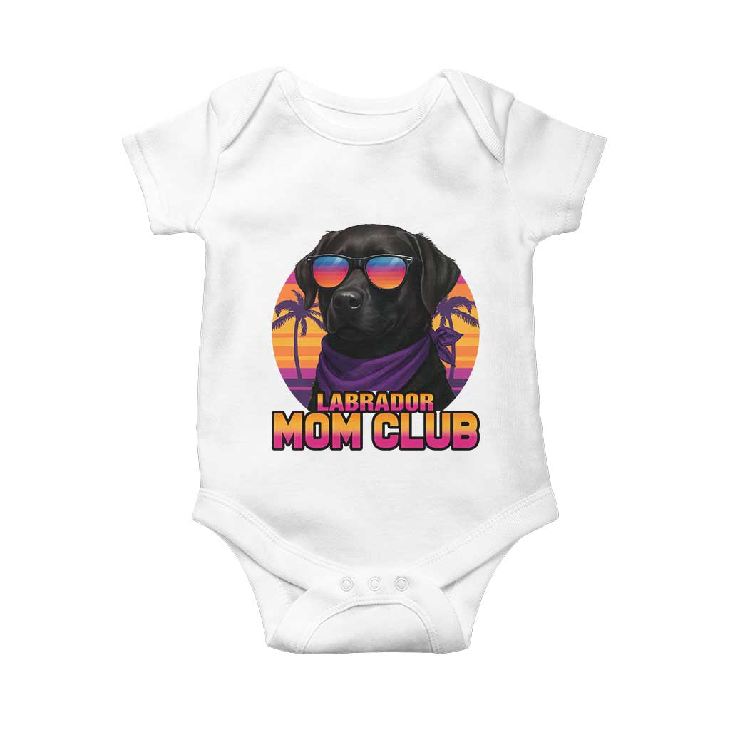 Funny Black Labrador Baby Onesie Dog Mom Retro Sunset Gift TS12 White Print Your Wear