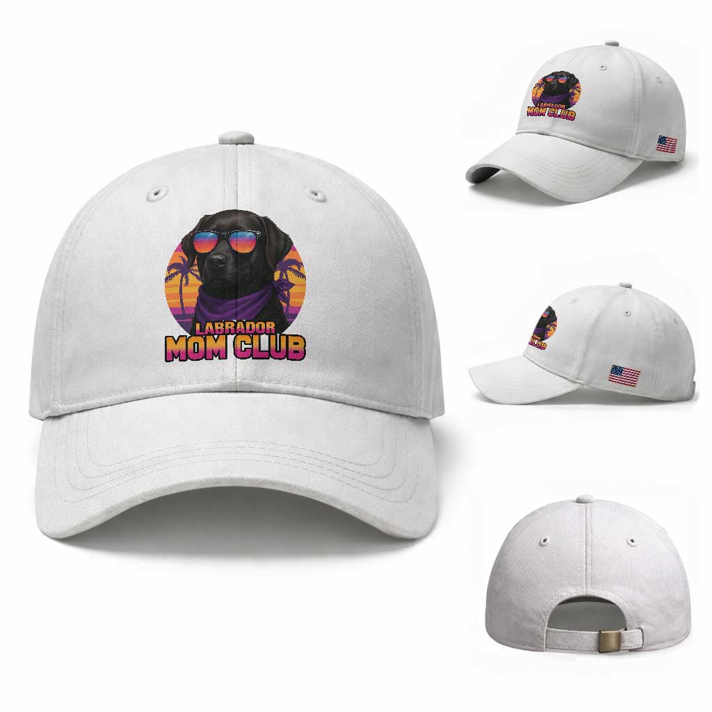 Funny Black Labrador Baseball Cap Dog Mom Retro Sunset Gift TS12 Baseball Cap Universal Fit White Print Your Wear