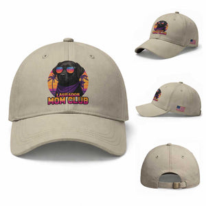 Funny Black Labrador Baseball Cap Dog Mom Retro Sunset Gift TS12 Baseball Cap Universal Fit Beige Print Your Wear
