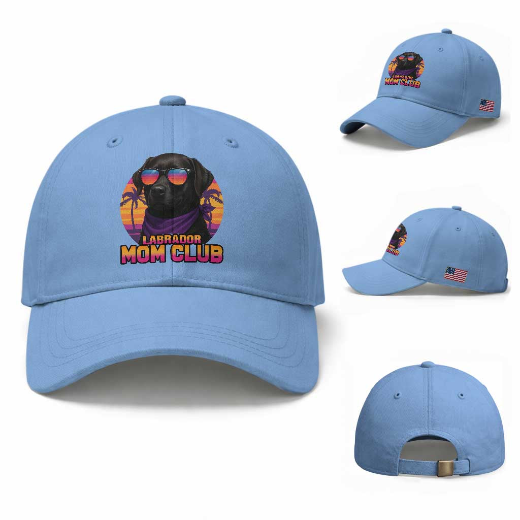 Funny Black Labrador Baseball Cap Dog Mom Retro Sunset Gift TS12 Baseball Cap Universal Fit Light Blue Print Your Wear