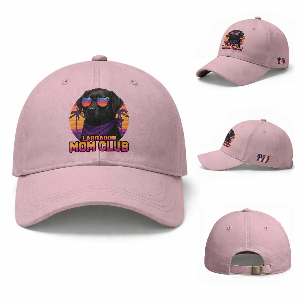 Funny Black Labrador Baseball Cap Dog Mom Retro Sunset Gift TS12 Baseball Cap Universal Fit Light Pink Print Your Wear