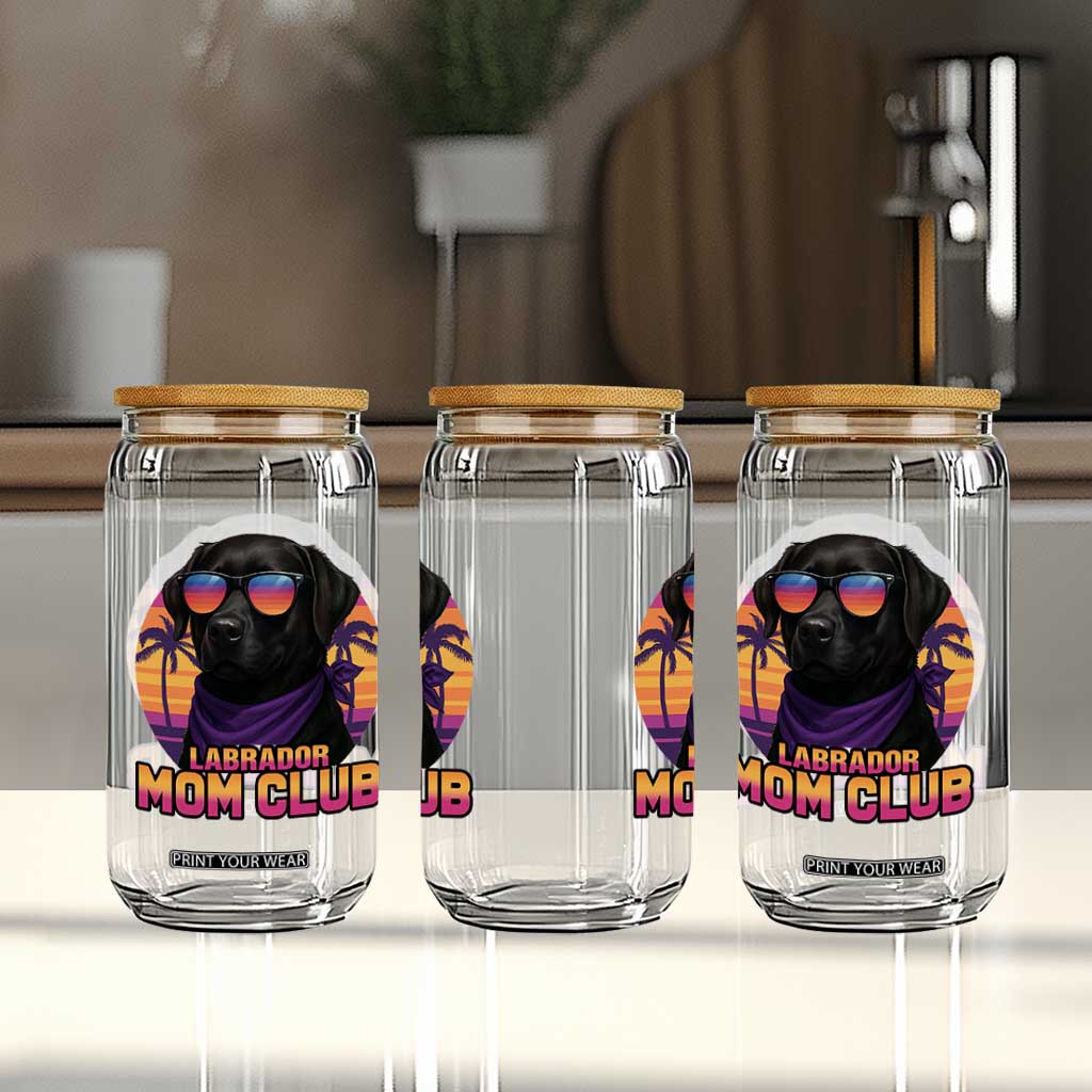 Funny Black Labrador Glass Can Dog Mom Retro Sunset Gift TS12 Print Your Wear